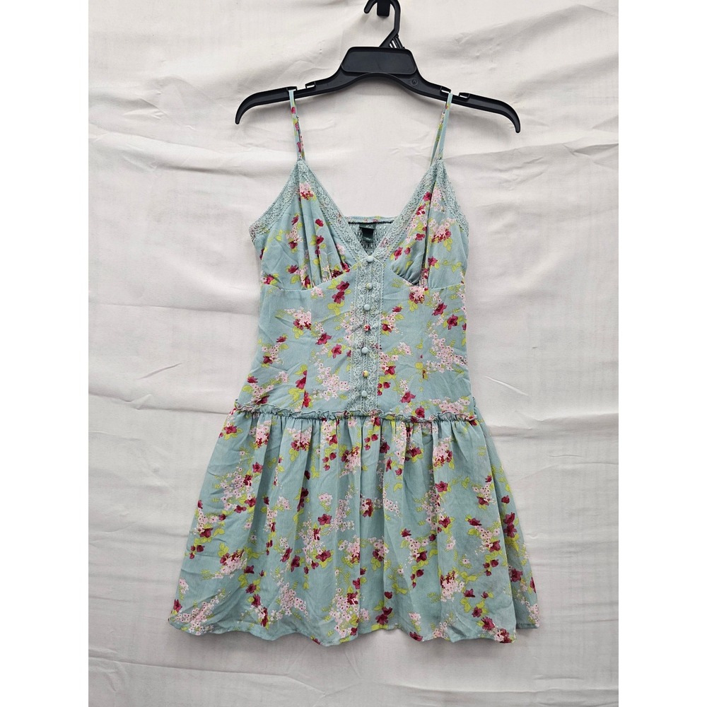 Wild Fable Womens Floral Mini Dress Blue Polyester Casual Size Small